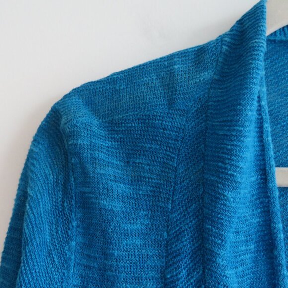 EILEEN FISHER Linen Cotton Blend Textured Knit Open Front Cardigan Ocean Blue 1X - Picture 4 of 15